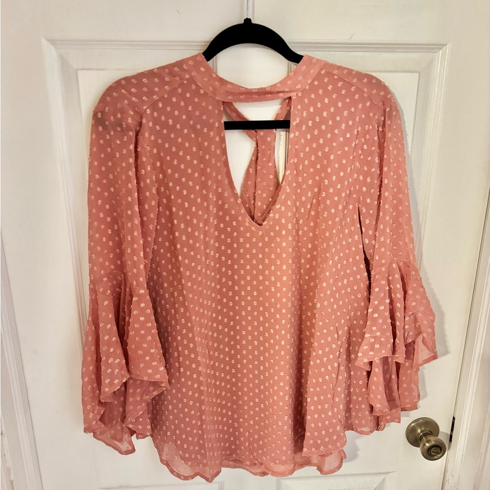 NWT Band of Gypsies, small blush pink frilly blouse
